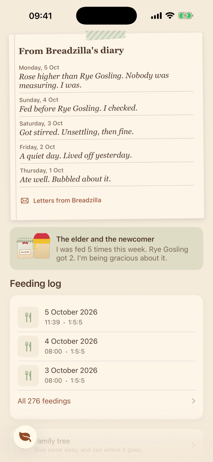 The jar's diary, a note about the other jar, and the feeding log.