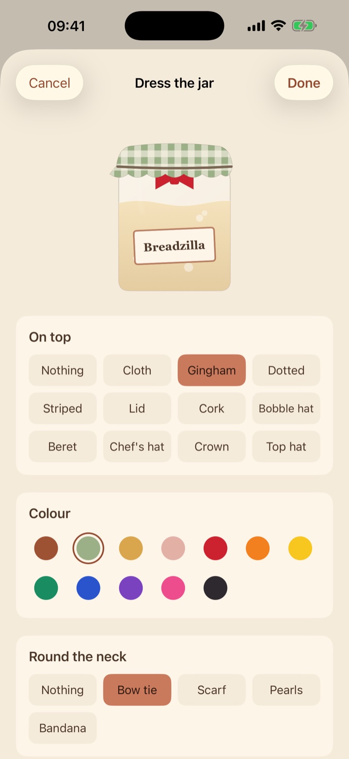 The wardrobe: tops, colours and neckwear for the jar.